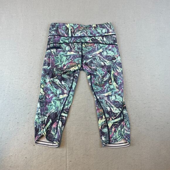 Lululemon Run Top Speed Crop II 2 Leggings Sz 6 Iridescent Multi - Picture 7 of 12